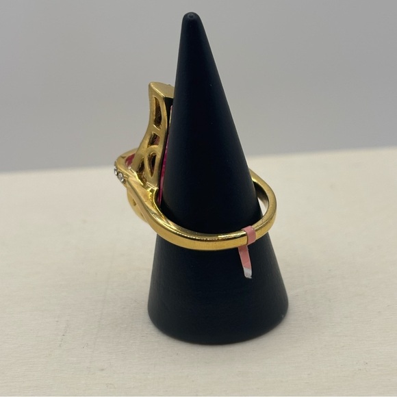 Pink Colored Stone Teardrop Cocktail Ring - Picture 3 of 6